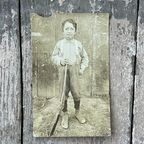 Antico rppc giovane ragazzo - antico,