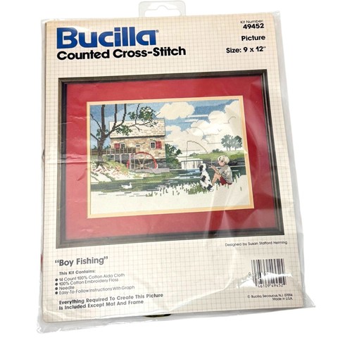 Bucilla boy fishing - boy, counted