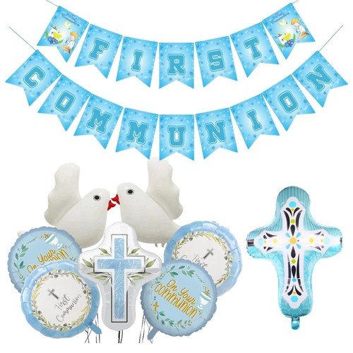 Stendardo blu prima comunione - blu,