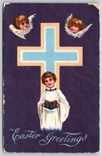 Cartolina auguri pasqua angeli - cartolina,